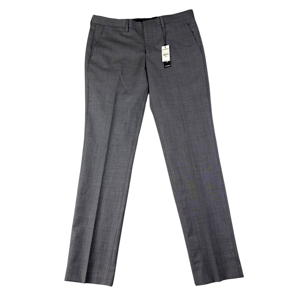 Express Mens 30x32 Gray Dress Pants Innovator Skinny Fit Flat Front Workwear NWT